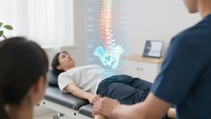 Пациент выполняет упражнения с терапевтом, проходя программу реабилитация после операции грыжи гид 2026
